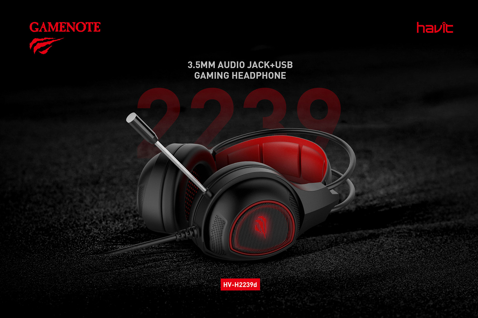 Headset Gaming Havit H2239D, com USB e Jack 3.5mm