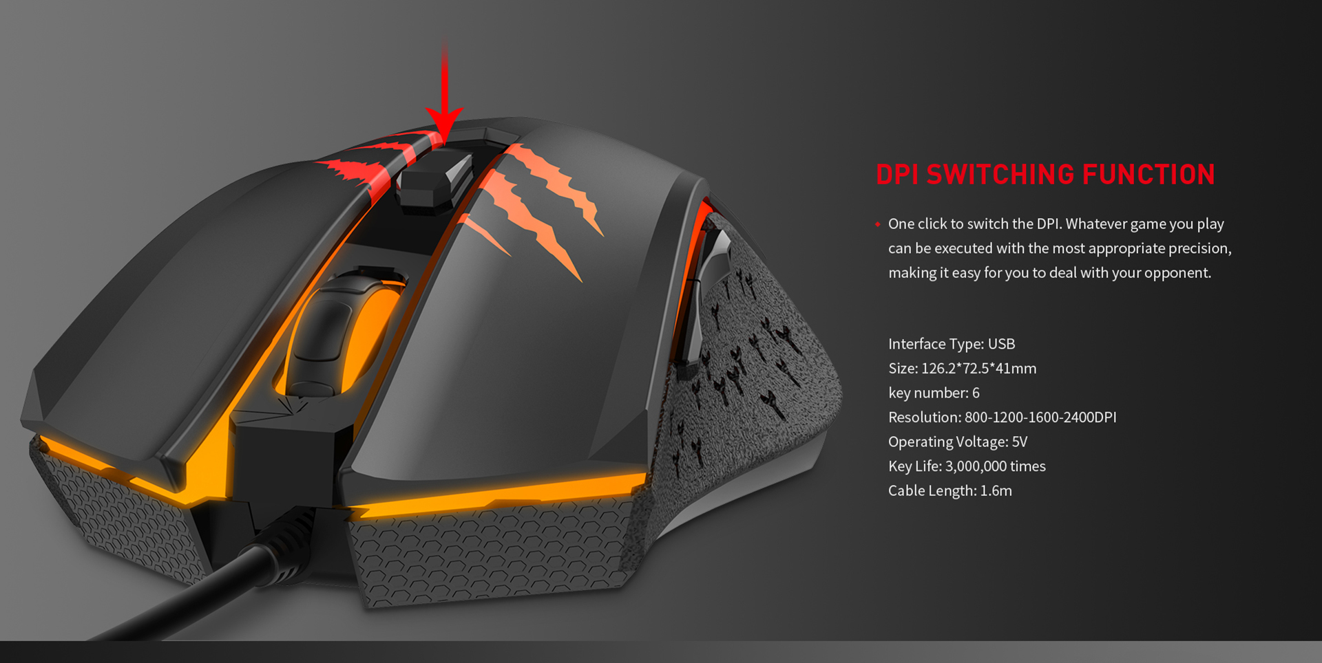 Rato Gaming Havit MS1027 de 2400DPI - Preto