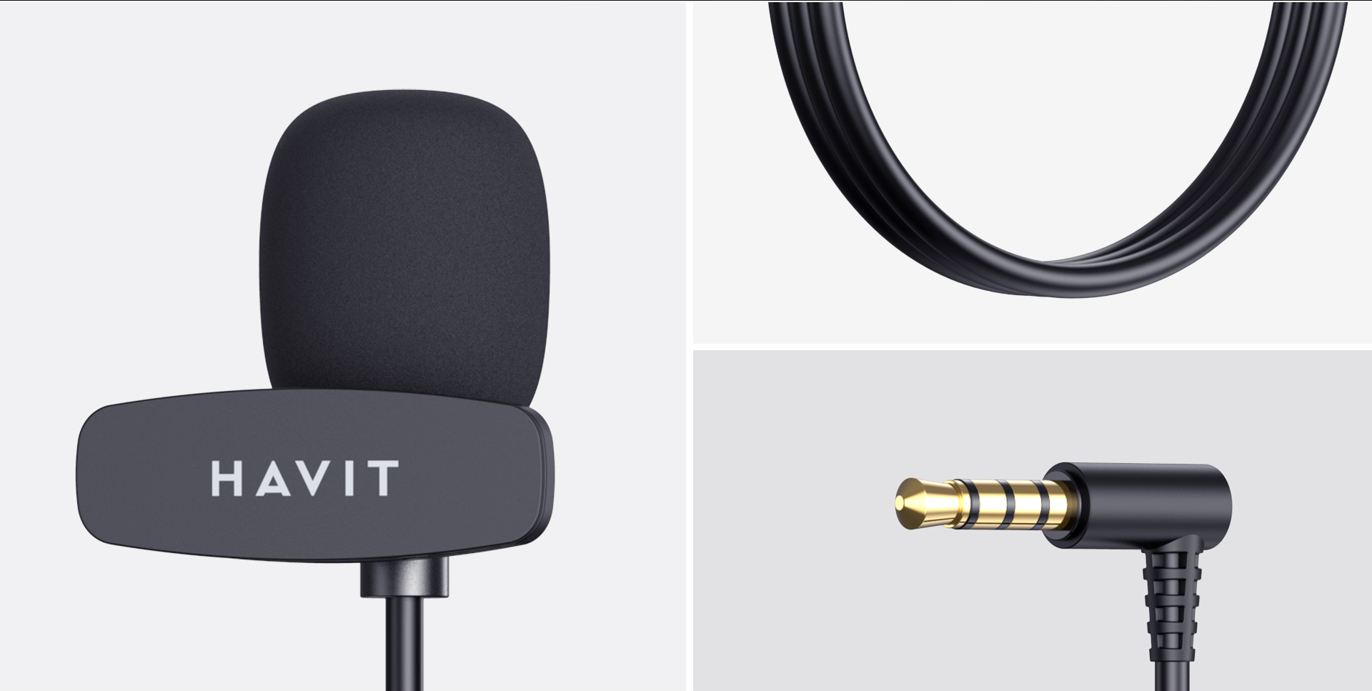 Microfone de Lapela Havit MC361, com Conexão Jack 3.5mm