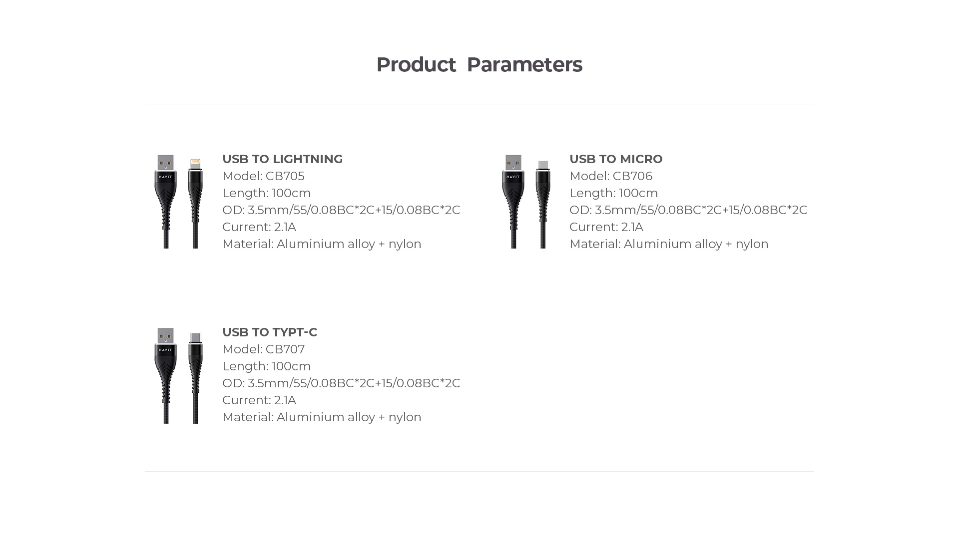 Cabo Adaptador USB para Lightning CB705 - Havit