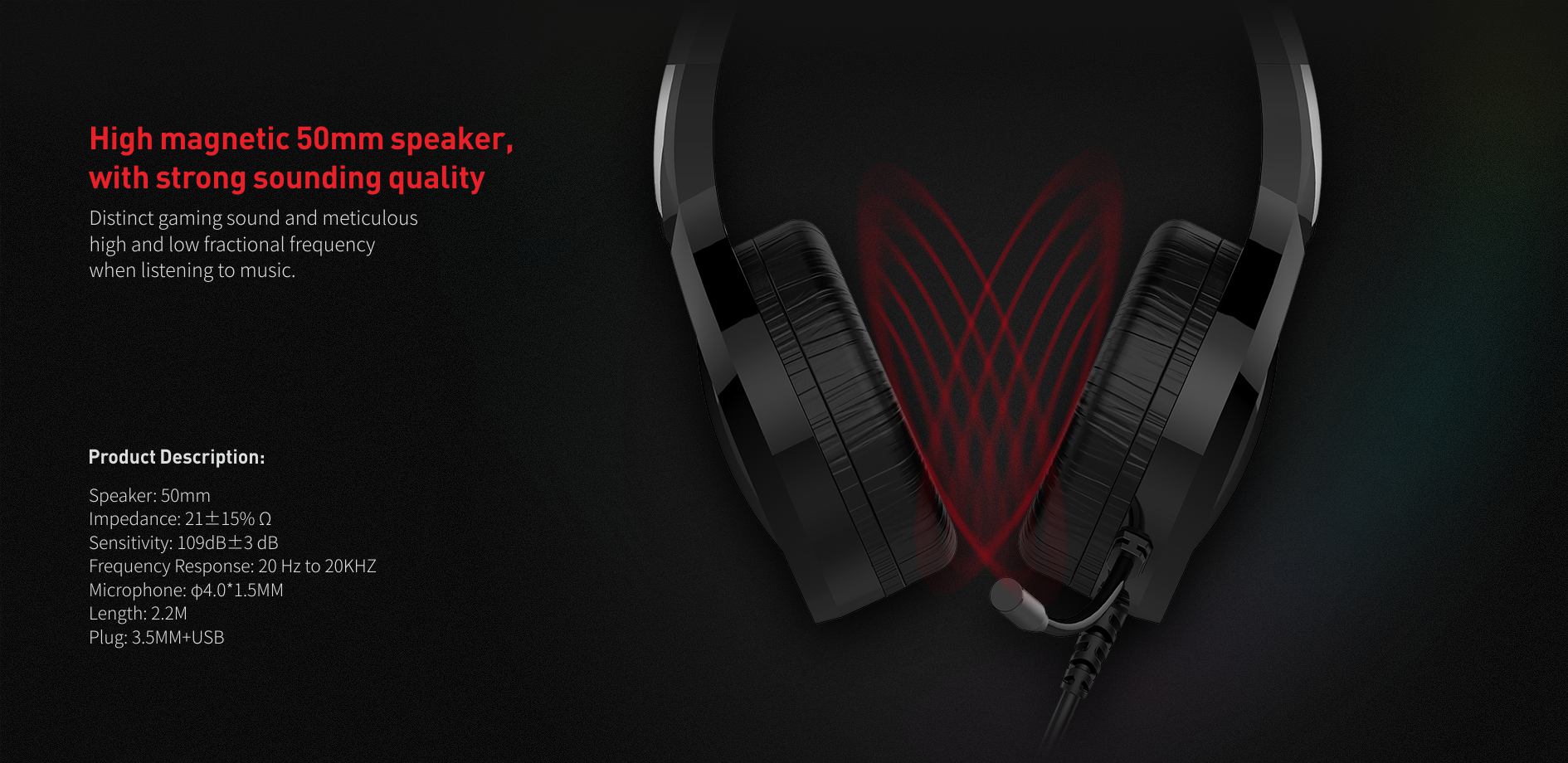 Headset Gaming Havit H2232D, com USB, 2* Jack 3.5mm e Microfone